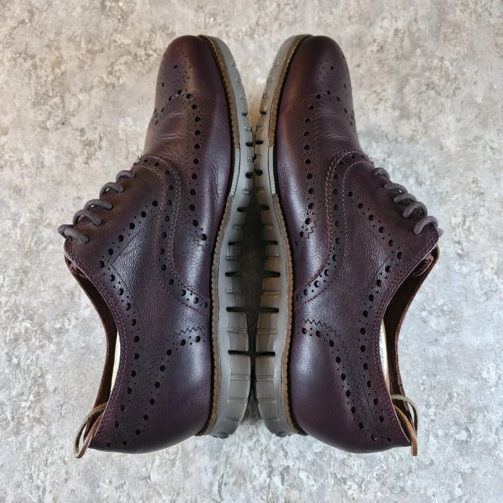 Cole Haan Zerogrand Wingtip Leather Dark‎ Cherry Mens 9 M Oxford Shoes C25004
